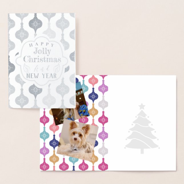 Modern Christmas Ornament Photo Foil Card (Display)