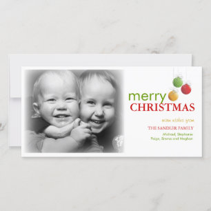 Modern Christmas Ornament Photo Greeting Holiday Card