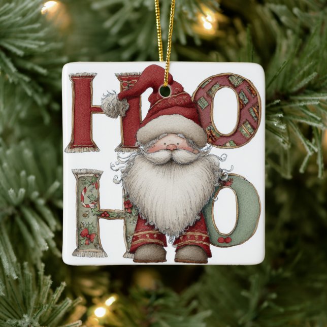 Modern Christmas Ornament | Santa Claus HO HO HO (Tree)