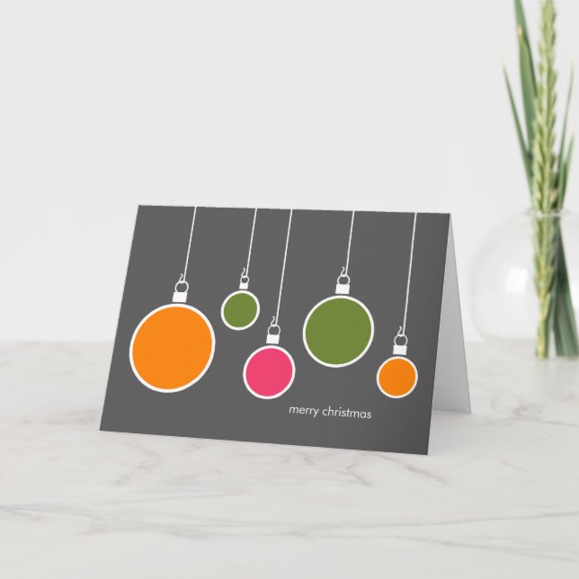 Modern Christmas Ornaments Card - Dark Grey (Front)