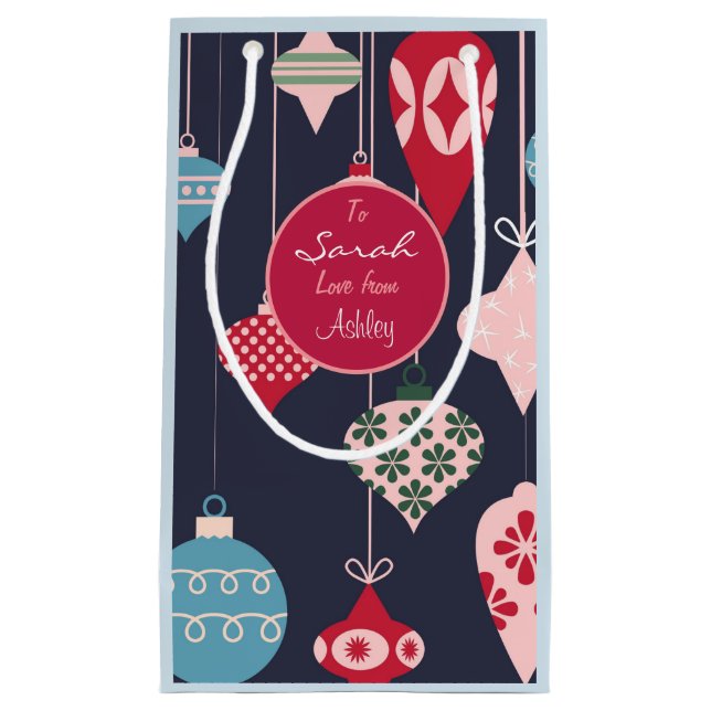 Modern Christmas Ornaments Design Personalised Small Gift Bag (Front)