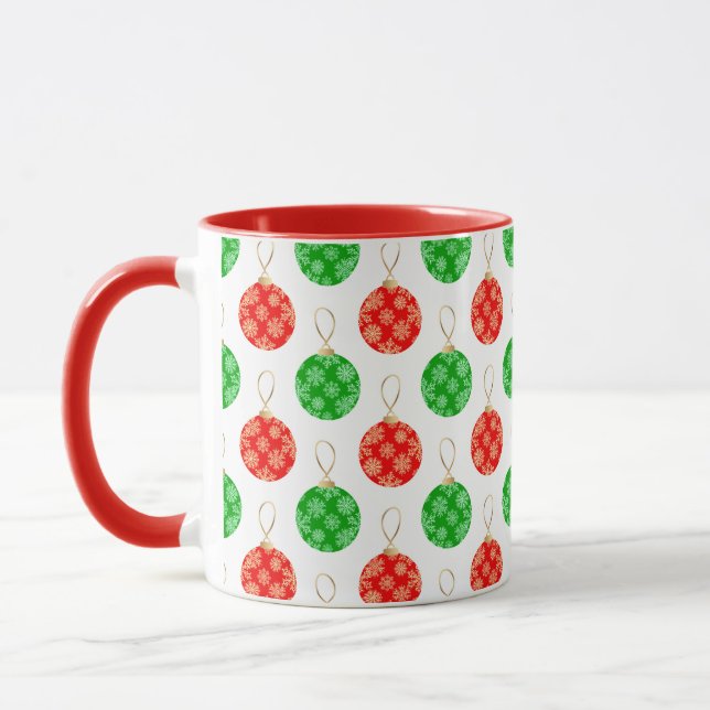 Modern Christmas Ornaments - Red Green and Gold Mug (Left)