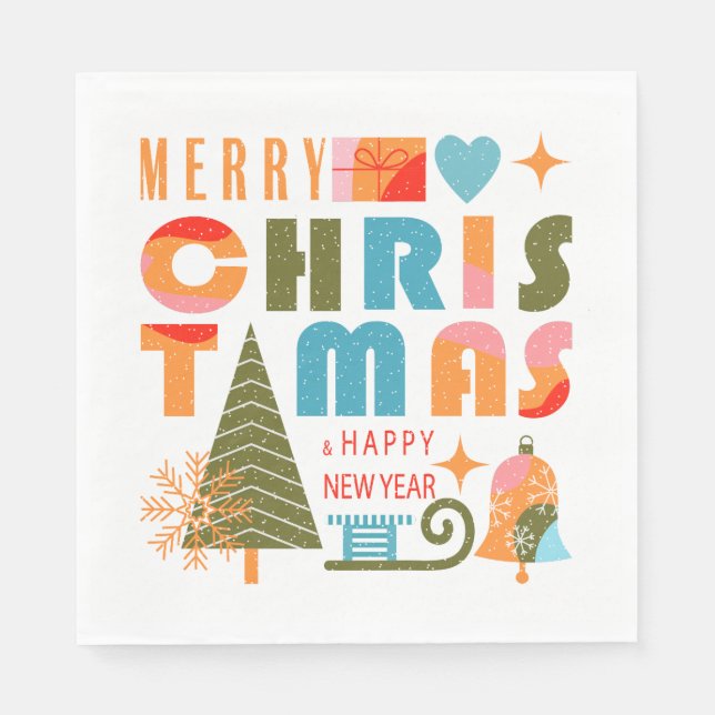 Modern Christmas Paper Napkin (Front)