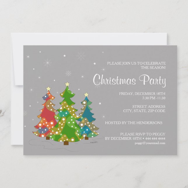 Modern Christmas Party Grey Paper Invitation (Front)