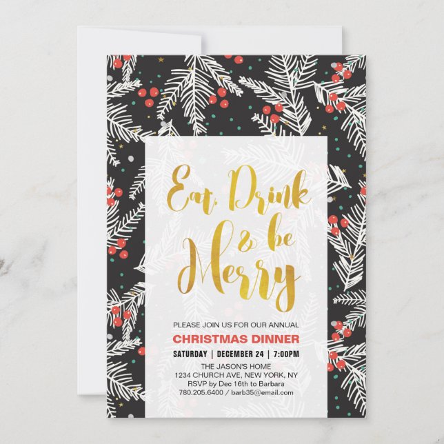 Modern Christmas Party, Holiday Party Invitations (Front)