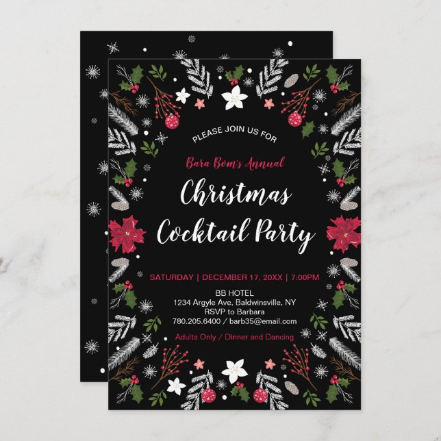 Modern Christmas Party, Holiday Party Invitations (Front/Back)