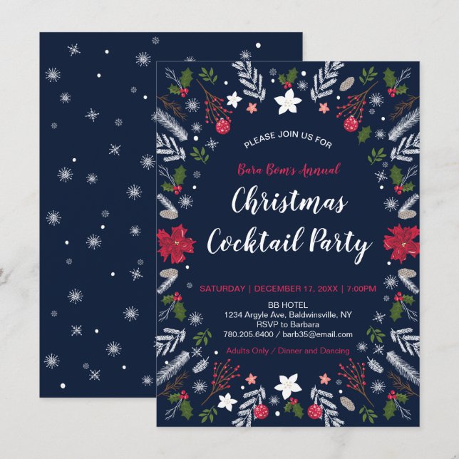 Modern Christmas Party, Holiday Party Invitations (Front/Back)