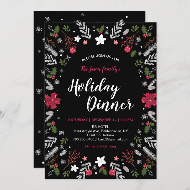 Modern Christmas Party, Holiday Party Invitations (Front/Back)