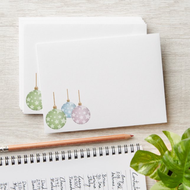 Modern Christmas Pastel Ornaments With Stars Envelope (Stacked)