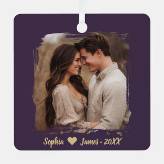 Modern Christmas | Personalised Couple Photo Metal Tree Decoration