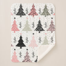 Modern Christmas Personalised Sherpa Blanket