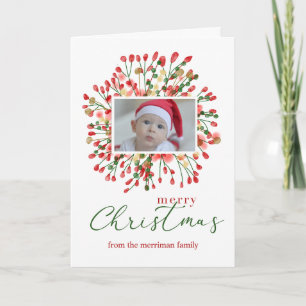 Modern Christmas Photo and Name  Card