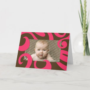 Modern Christmas Photo Card - Brown and Pink