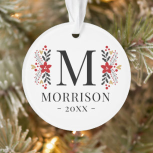 Modern Christmas Photo Ceramic Ornament