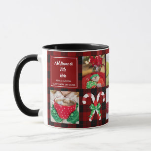 Modern Christmas Photo Collage Lumberjack Buffalo Mug