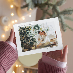 Modern Christmas Photo Family   Merry Christmas Po Holiday Postcard