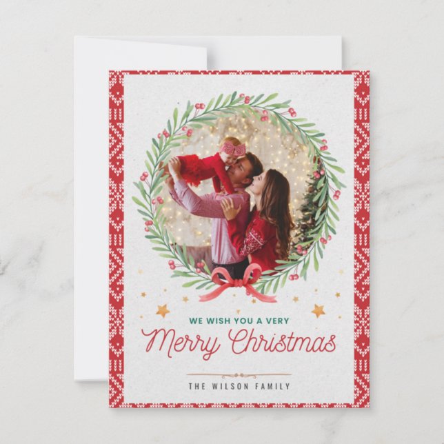 Modern Christmas Photo Flat Holiday Card  (Front)