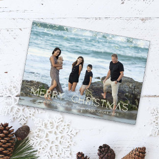 Modern Christmas photo subtle holiday lights Card