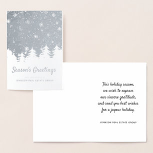 Modern Christmas Pine Trees   Holiday Greetings Foil Card