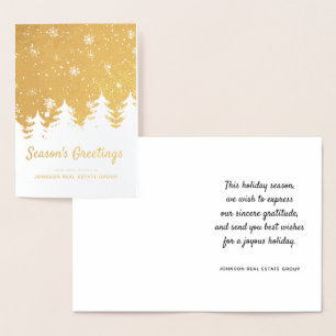 Modern Christmas Pine Trees Holiday Greetings Foil Card