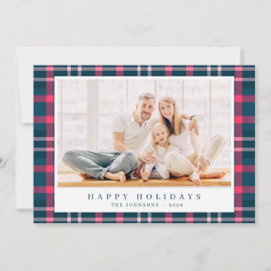 Modern Christmas Plaid Tartan Pattern Holiday Card