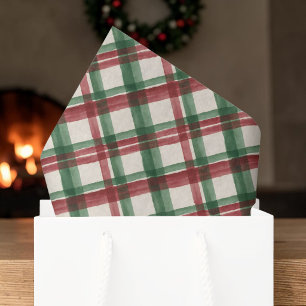Modern Christmas Plaid Watercolor Holiday Tissue Paper