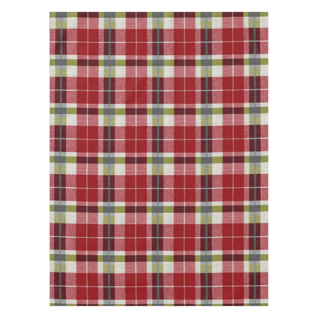 Modern Christmas Plaid Weave Tablecloth (Front)