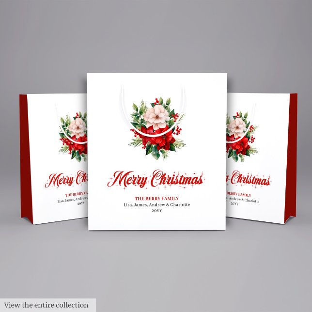Modern Christmas Poinsettia Editable Gift Bags (Modern Christmas Poinsettia Editable Gift Bag

)