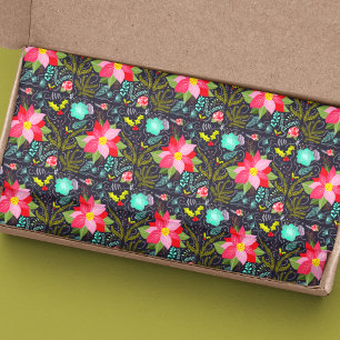 Modern Christmas Poinsettia Pattern Tissue Paper