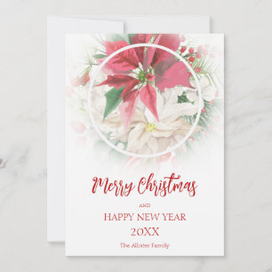 Modern Christmas Poinsettias Frosted Overlay