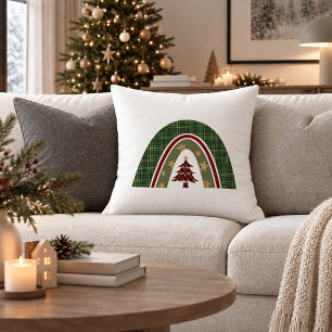 Modern Christmas Rainbow Boho Throw Pillow Design