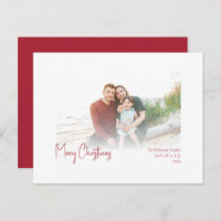 Modern Christmas | Red Faded Photo Holiday Card