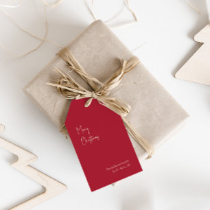 Modern Christmas Red Family Gift Tags