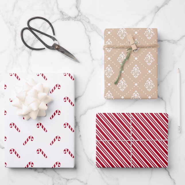 Modern Christmas Red Gift Wrapping Paper Sheets (Front)