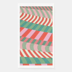 Modern Christmas Red Green Pink Geometric Stripes Napkin