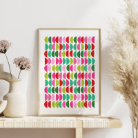 Modern Christmas Red Green Pink Geometric Wall Art