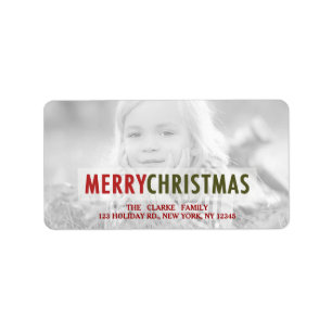 MODERN CHRISTMAS   RED HOLIDAY PHOTO ADDRESS LABEL