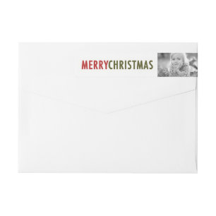 MODERN CHRISTMAS RED HOLIDAY PHOTO WRAP AROUND LABEL