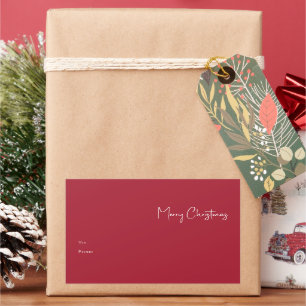 Modern Christmas   Red Large Rectangle Gift Label