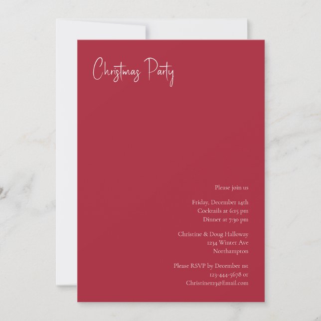 Modern Christmas | Red Party Invitation (Front)