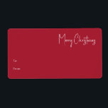 Modern Christmas | Red Rectangle Gift Label<br><div class="desc">This modern Christmas | red rectangle gift label is perfect for your minimalist shabby chic boho red and white holiday greeting. The minimal whimsical handwritten calligraphy is delicate and rustic while staying classy and elegant. You will find that everything about this product is editable, so feel free to add pictures...</div>