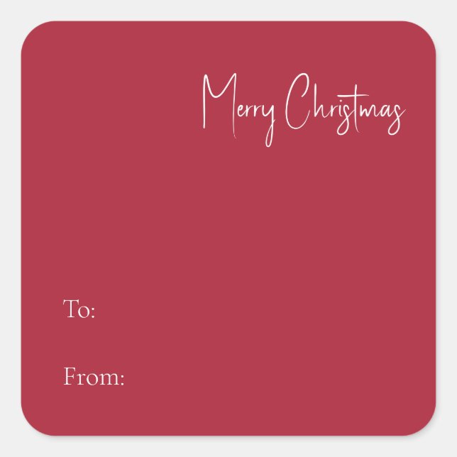 Modern Christmas | Red To From Square Sticker (Front)
