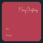 Modern Christmas | Red To From Square Sticker<br><div class="desc">This modern Christmas | red to from square sticker is perfect for your minimalist shabby chic boho red and white holiday greeting. The minimal whimsical handwritten calligraphy is delicate and rustic while staying classy and elegant. You will find that everything about this product is editable, so feel free to add...</div>