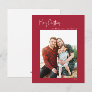 Modern Christmas   Red Vertical Single Photo Holiday Card