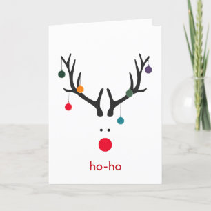 Modern Christmas reindeer on white holiday wishes