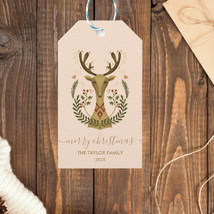 Modern Christmas Reindeer Woodland Winter Gift Tags
