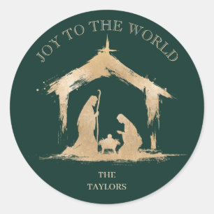 Modern Christmas Religious Nativity Mary & Joseph Classic Round Sticker