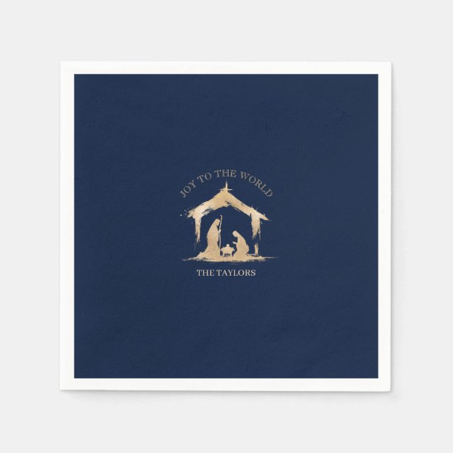 Modern Christmas Religious Nativity Mary & Joseph Napkin (Front)