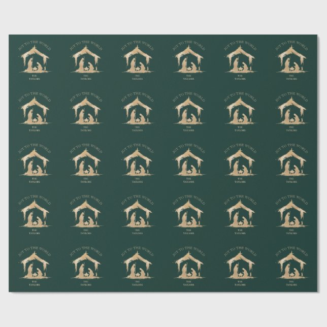 Modern Christmas Religious Nativity Mary & Joseph Wrapping Paper (Flat)