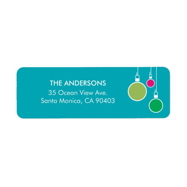Modern Christmas Return Address Label - Turquoise (Front)